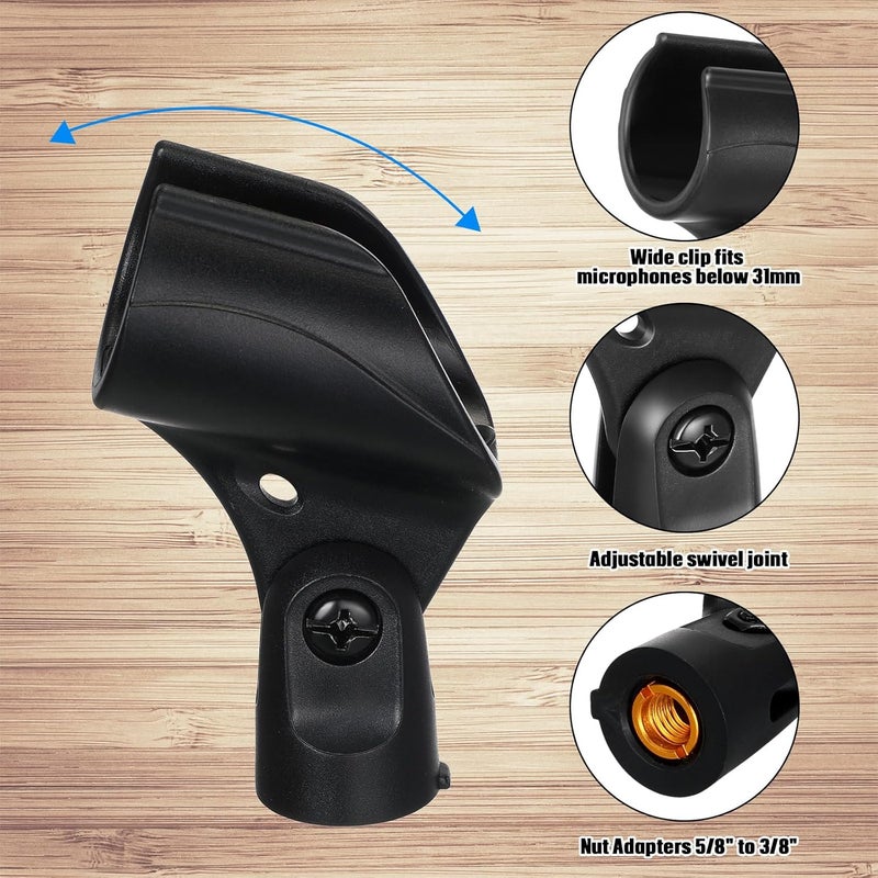 Copkim 10 Pcs Microphone Clip Holder with 10 Pcs Nut Adapter, Adapter Fits 5/8 to 3/8 Suitable for Performance, Demonstration, Podcasting, Recording - Image 4